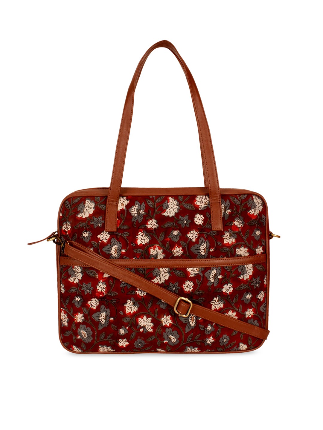 

ZAREGARE Brown & Maroon Floral Printed Shoulder Bag