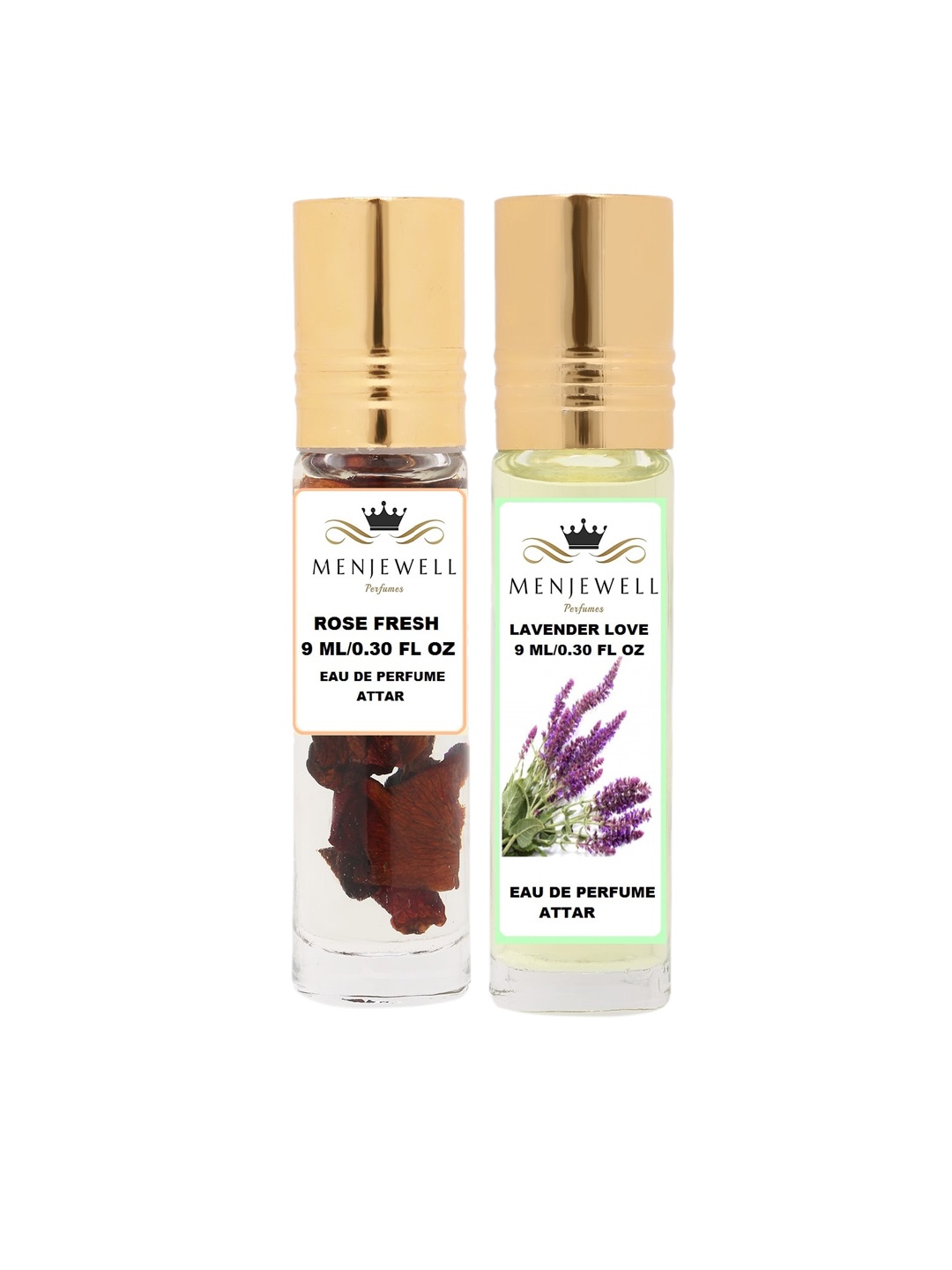 

Menjewell Rose Fresh & Lavender Love Attar Perfume Each 9ml, Na