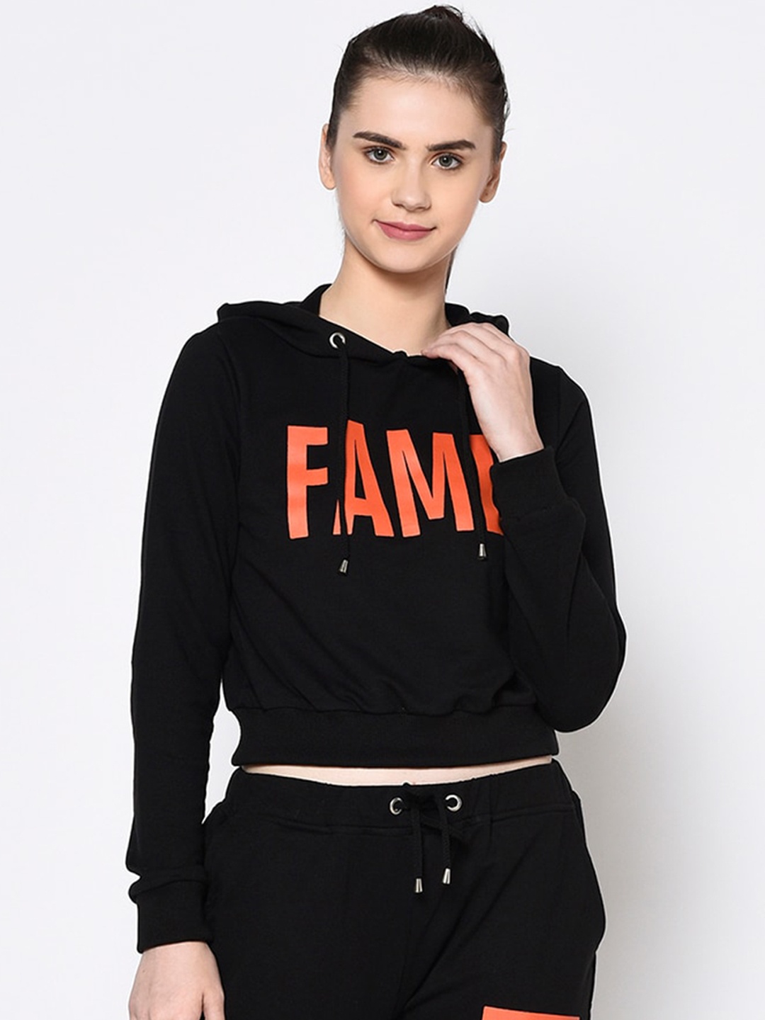 

Rigo Women Printed Fleece Pullover Casual Hooded Sweatshirt, Black