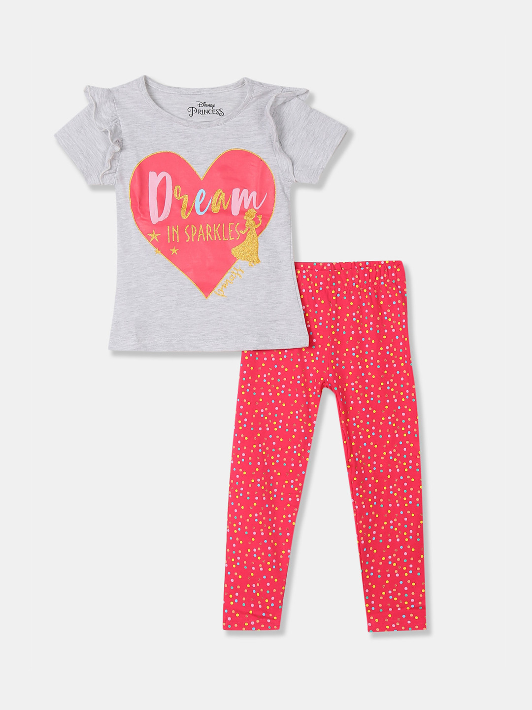 

Colt Girls Grey & Red Printed Top With Leggings