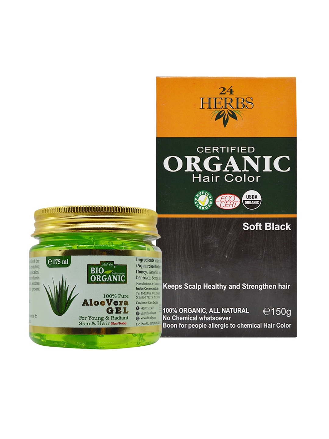 

Indus valley aloe vera gel & 24 herb soft black combo