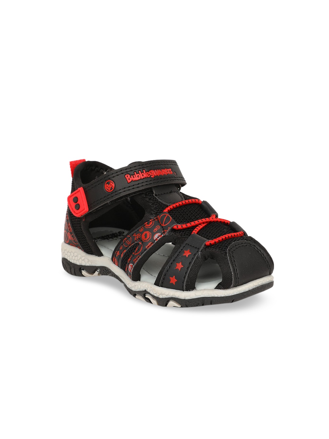 

Bubblegummers Boys Black & Red Fisherman Sandals