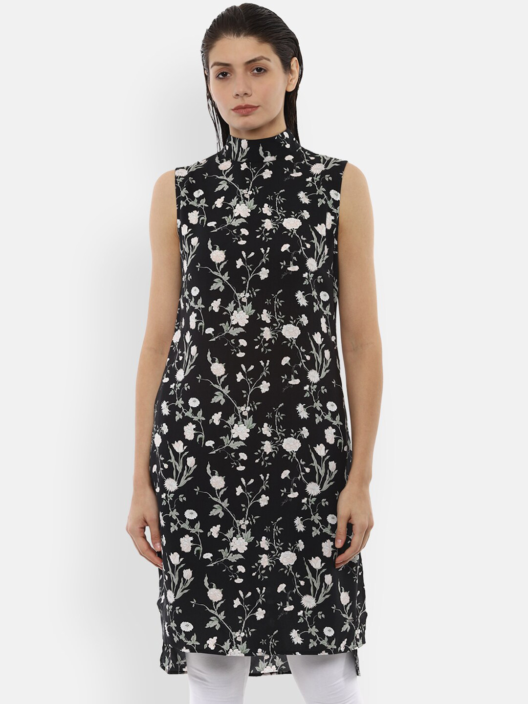 

Van Heusen Woman Women Black &Off-White Printed Tunic
