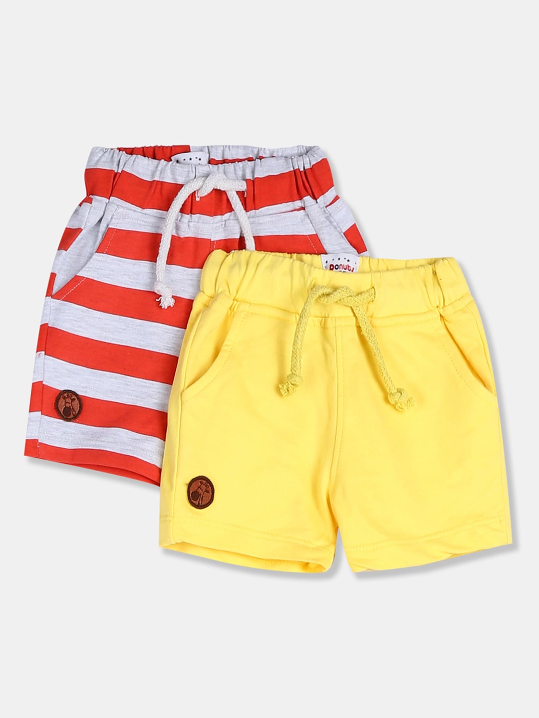 

Donuts Boys Red & Yellow Set of 2 Solid Regular Fit Shorts