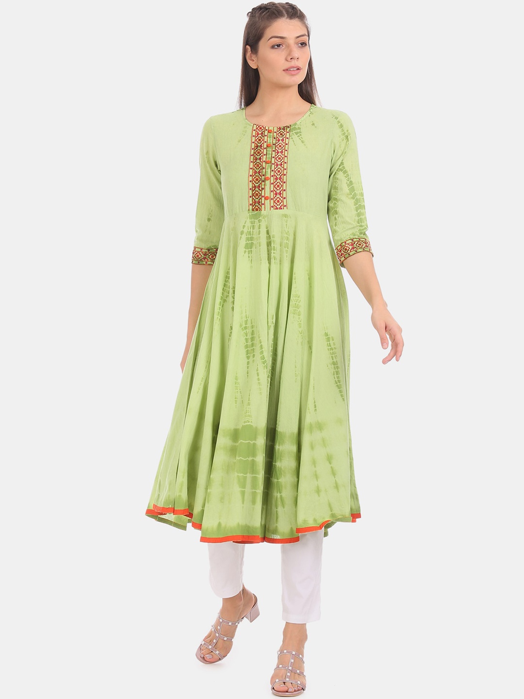 

Anahi Women Green Printed Anarkali Kurta