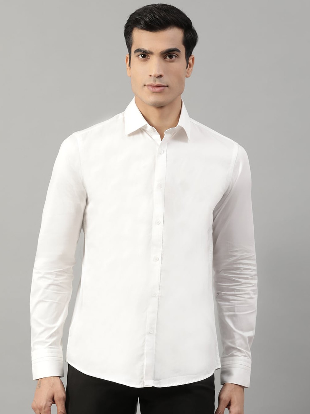 

HARSAM Men White Regular Fit Solid Casual Shirt