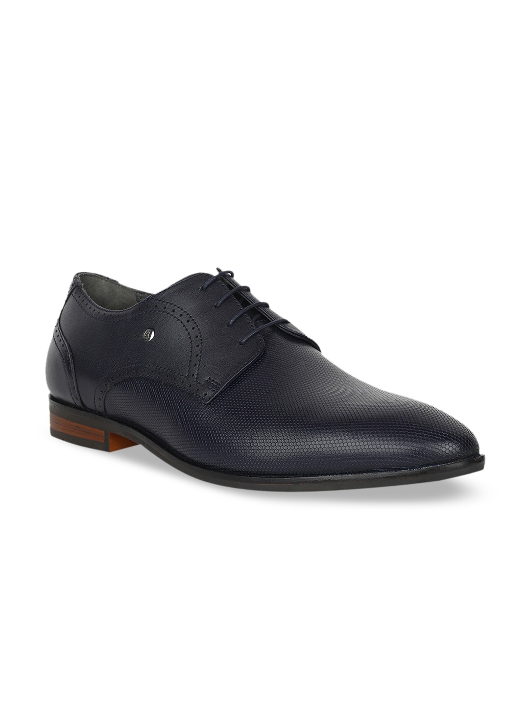 

Hush Puppies Men Navy Blue Textured Leather Formal Derbys