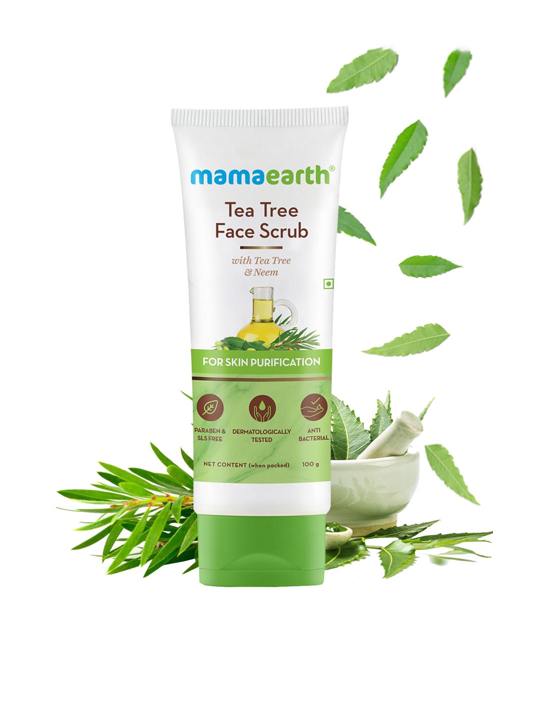 

Mamaearth Tea Tree Face Scrub with Neem for Skin Purification 100 ml, Yellow