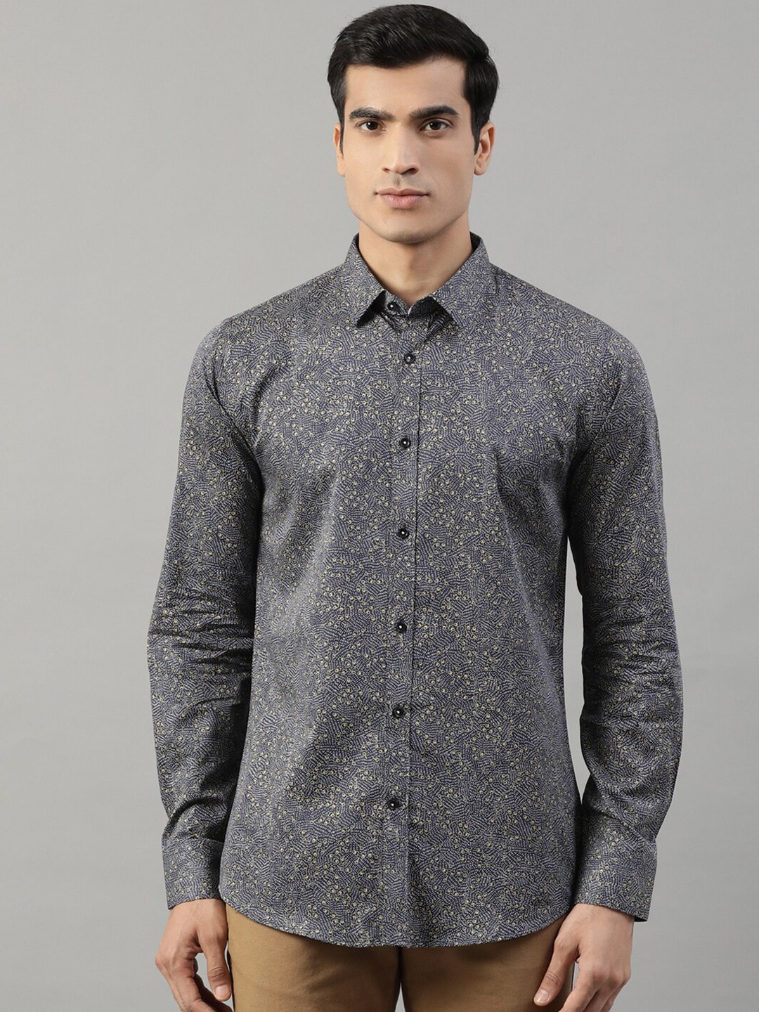 

HARSAM Men Navy Blue Regular Fit Printed Casual Shirt