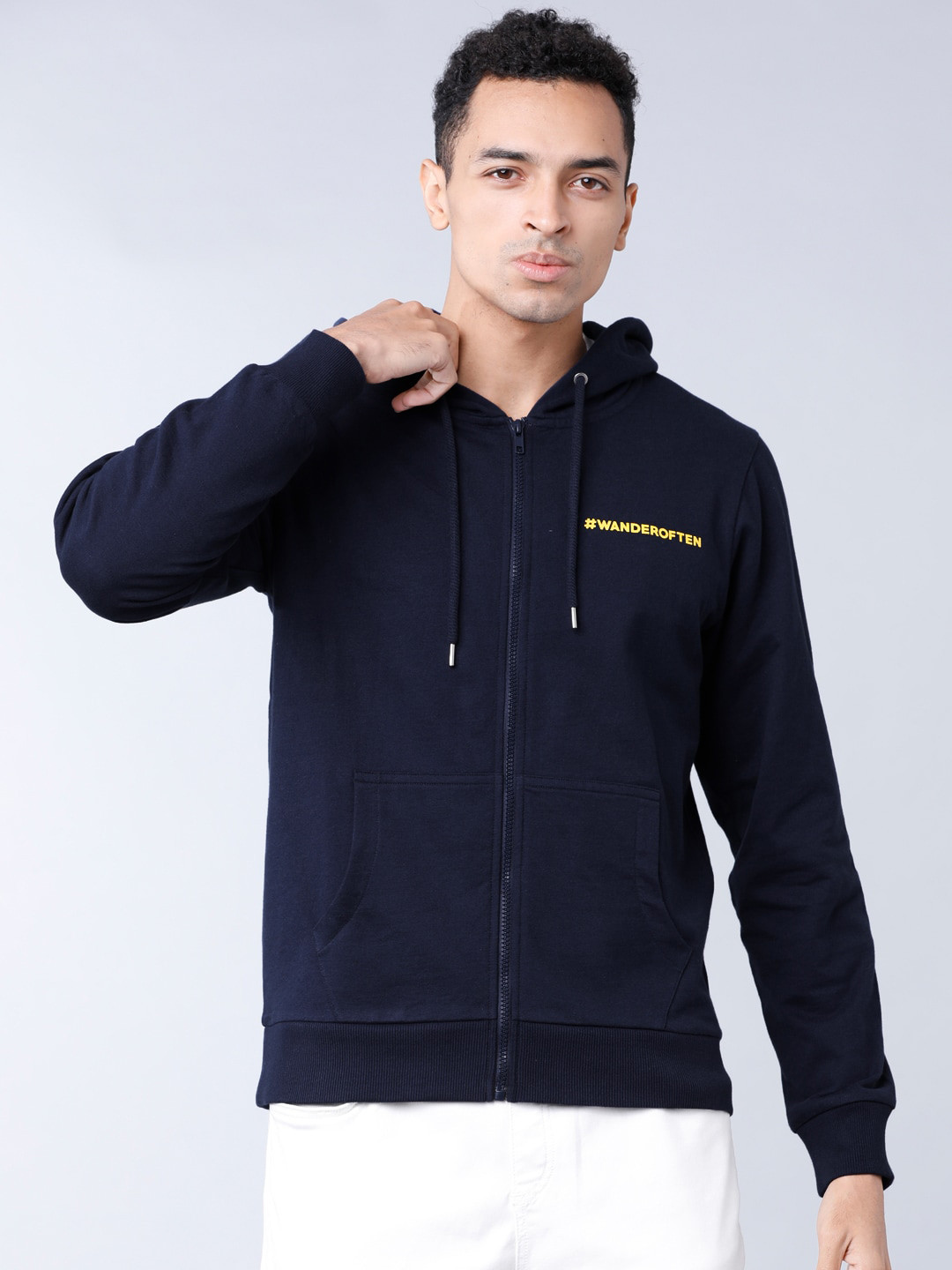 

HIGHLANDER Men Navy Blue Printed Hooded Sweatshirt