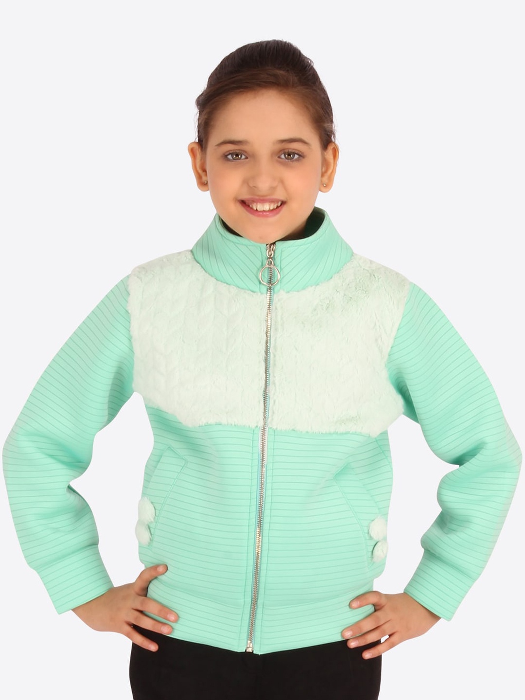 

CUTECUMBER Girls Green Colourblocked Bomber