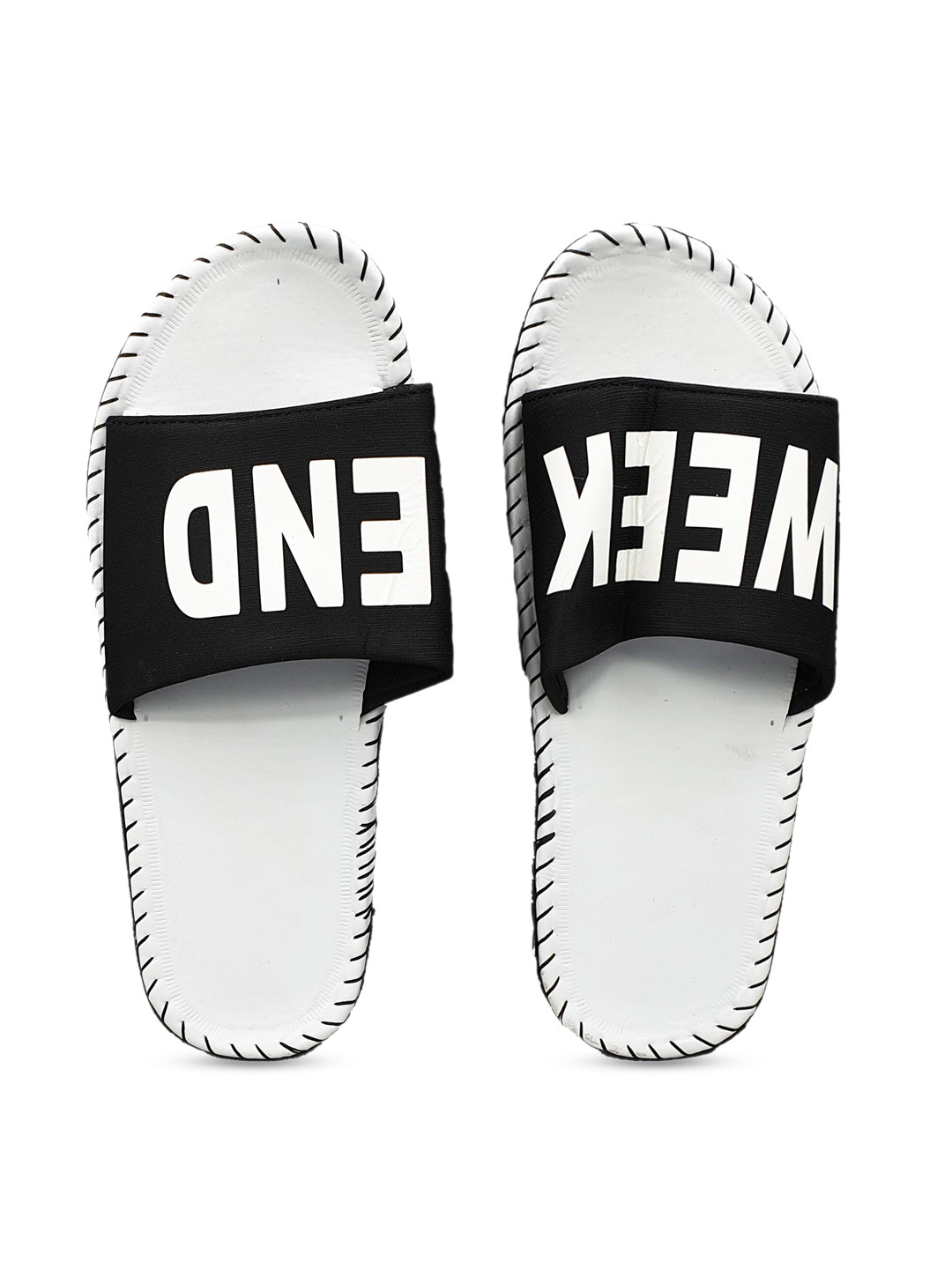

Pampy Angel Men White & Black Weekend Printed Sliders