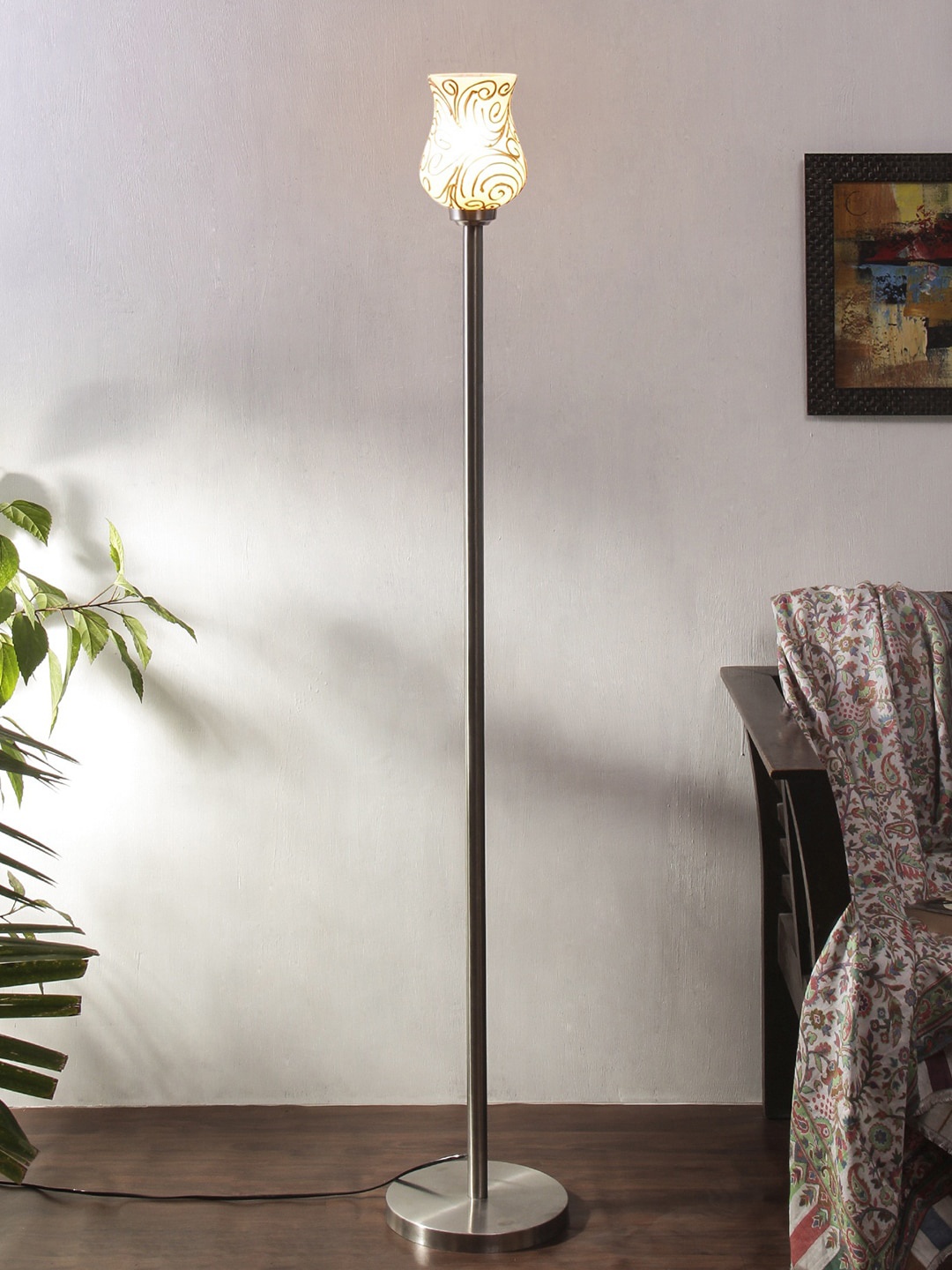 

Devansh White & Gold-Toned Textured Steel Torchiere