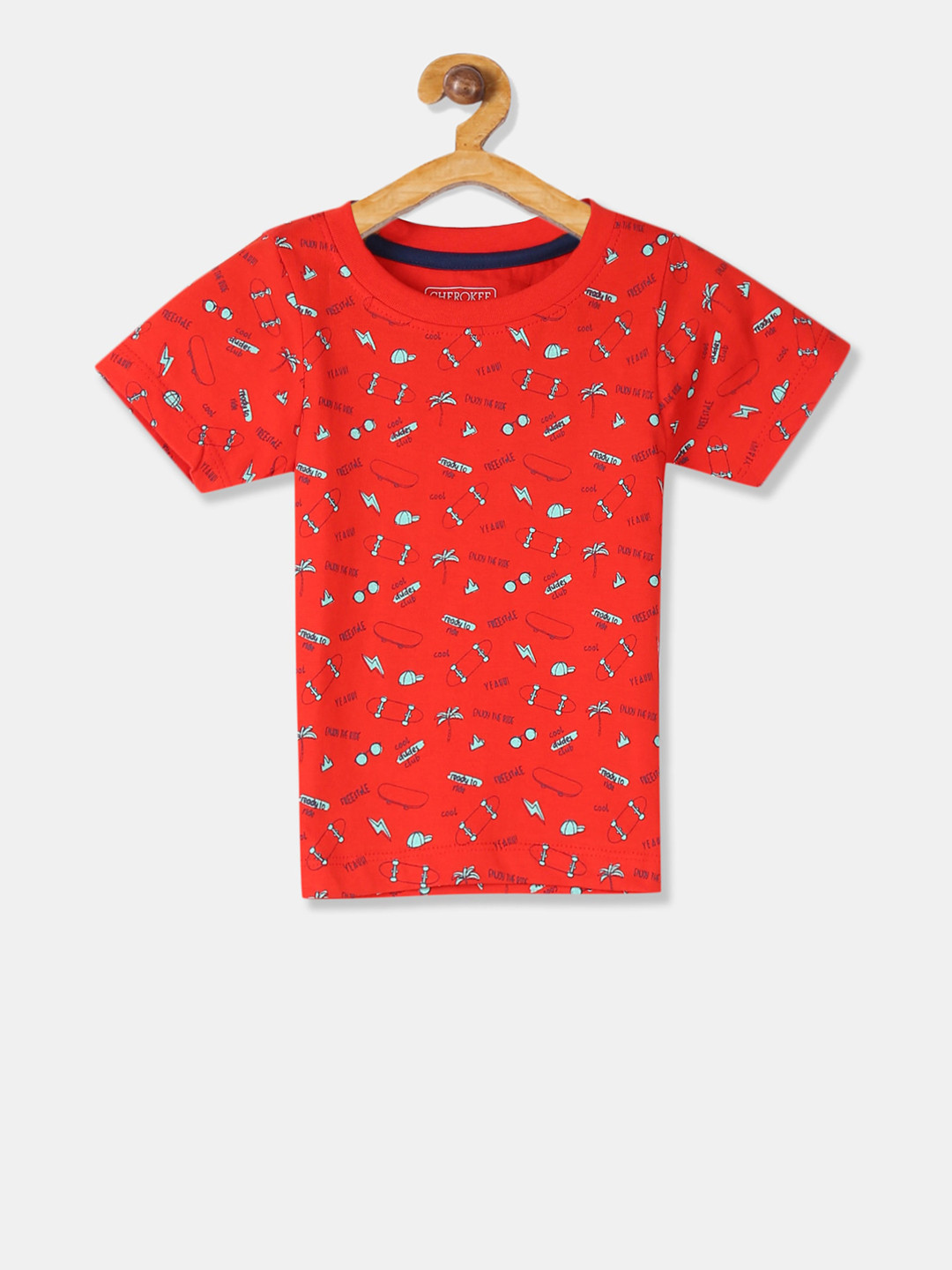 

Cherokee Boys Red Printed Round Neck T-shirt