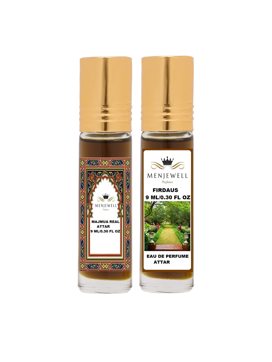 

Menjewell Pack of 2 Majmua & Firdaus Floral Attar, Transparent