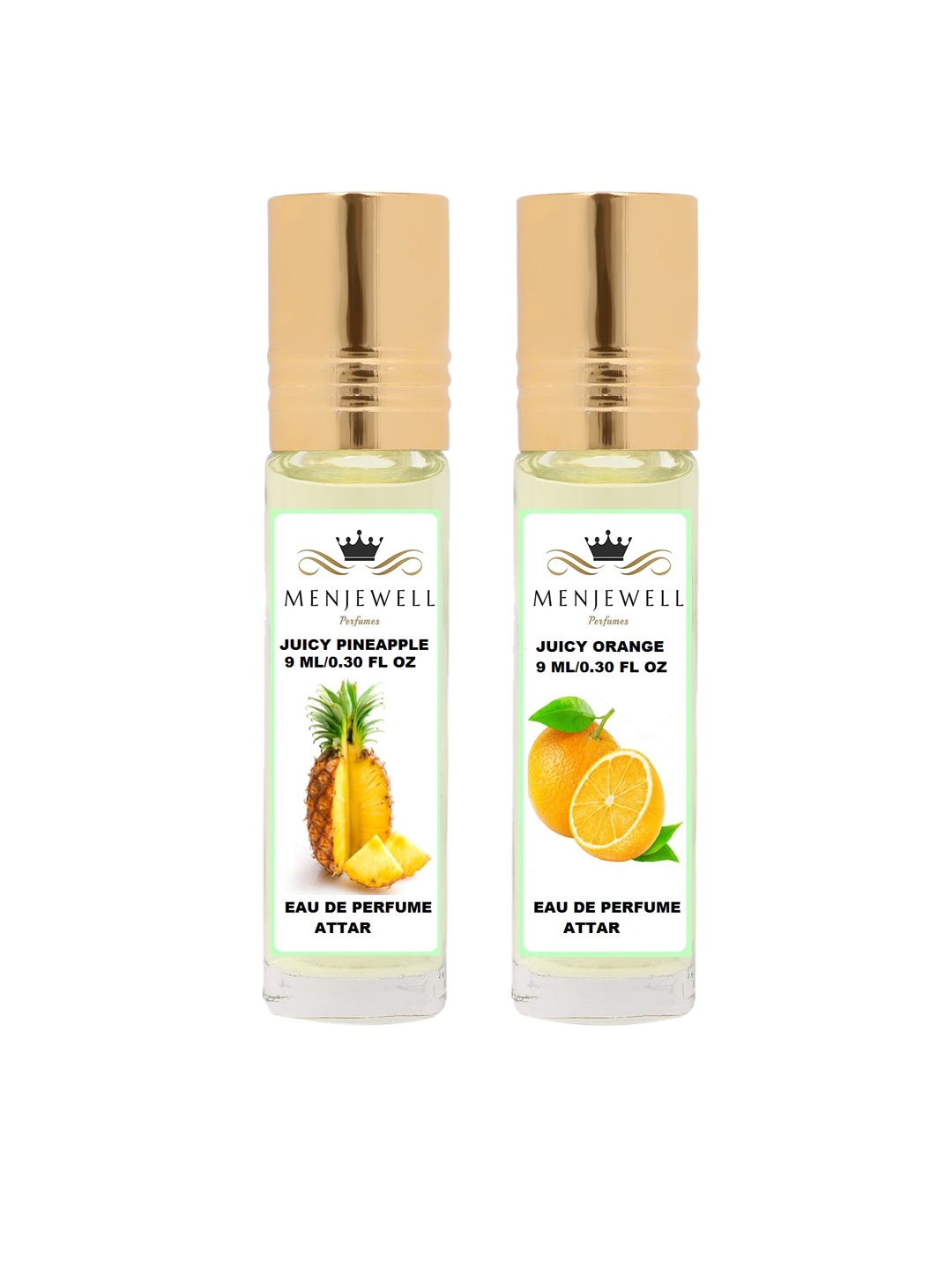 

Menjewell Pineapple & Orange Attar Perfume Each 9ml, Transparent