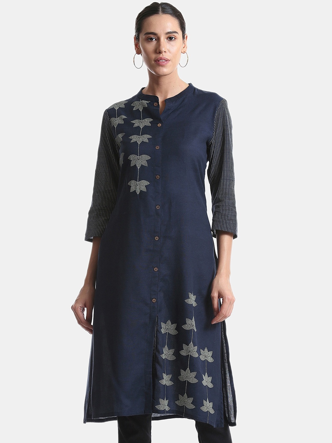 

Anahi Women Navy Blue Printed A-Line Kurta
