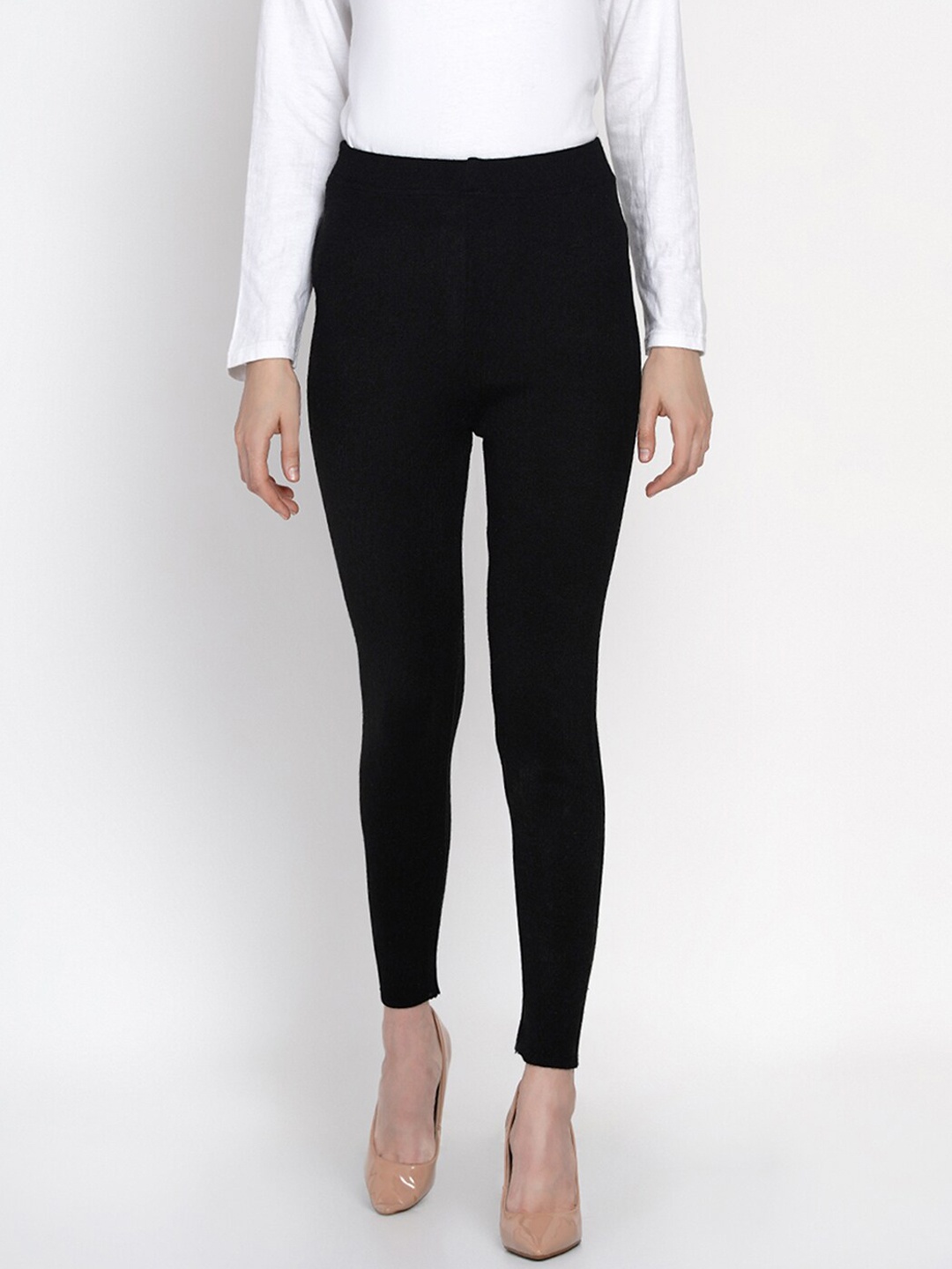 

FABNEST Women Black Solid Winter Leggings