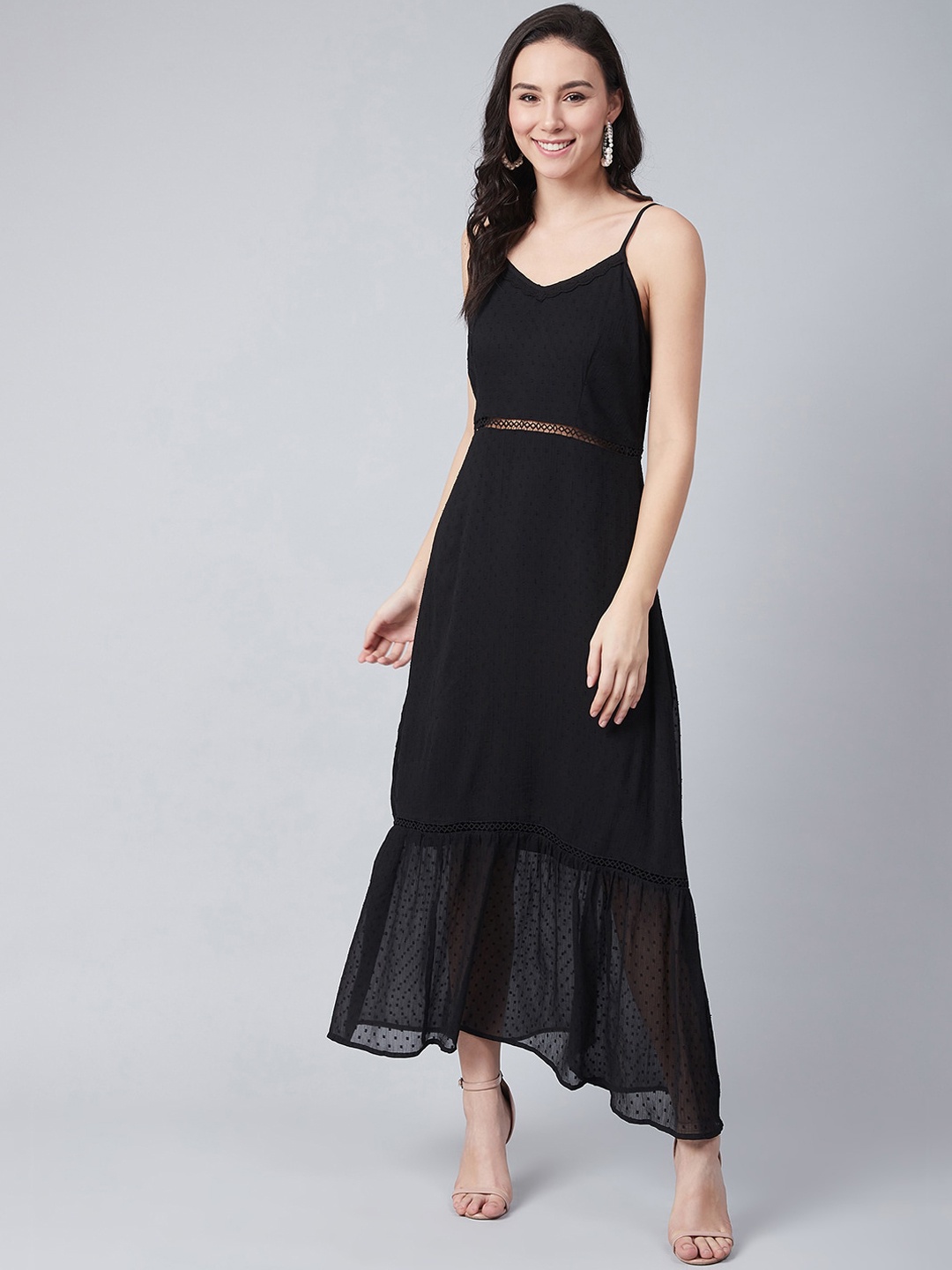 

Carlton London Women Black Self Design Maxi Dress