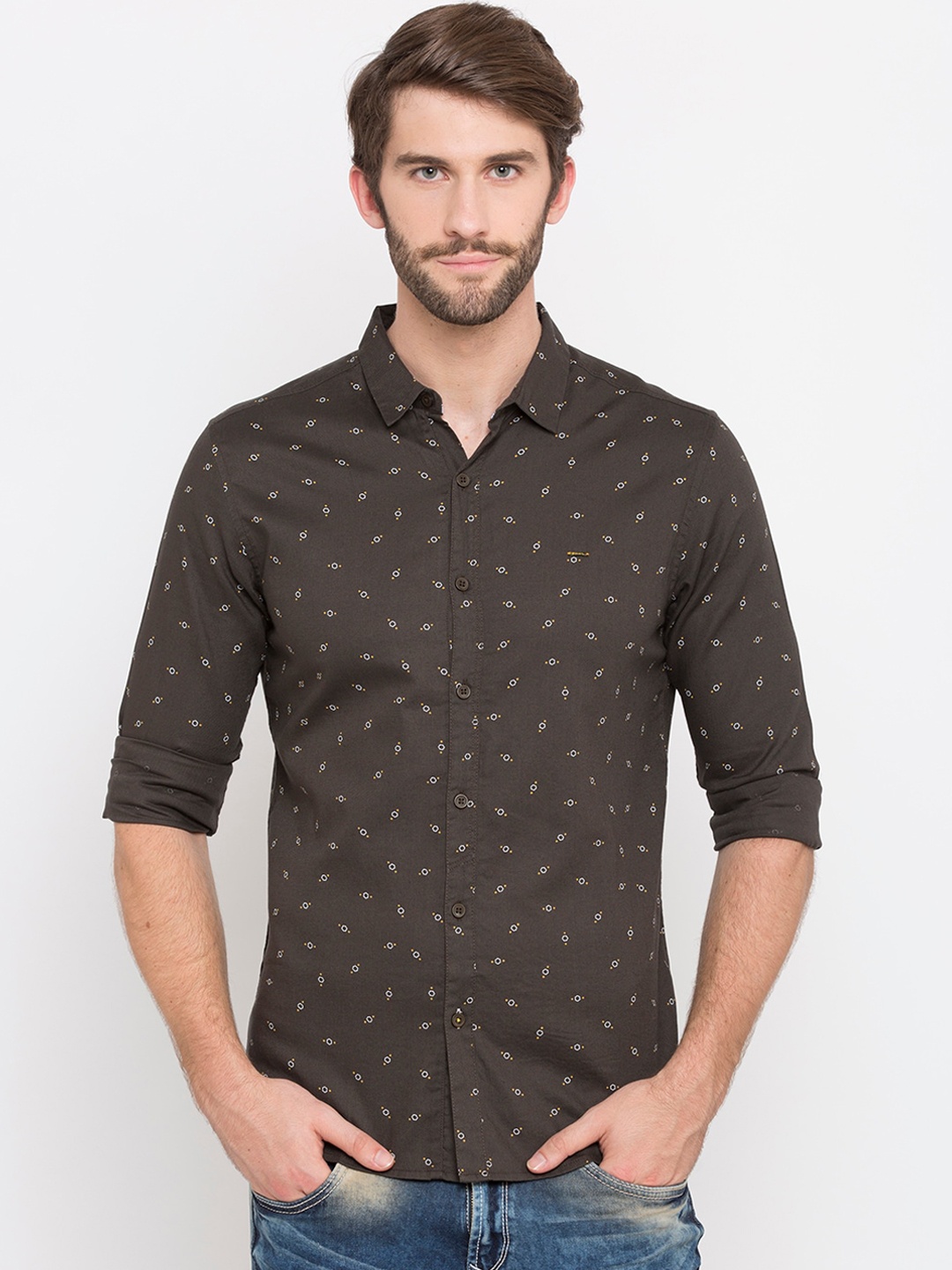 

SPYKAR Men Brown Slim Fit Printed Casual Shirt