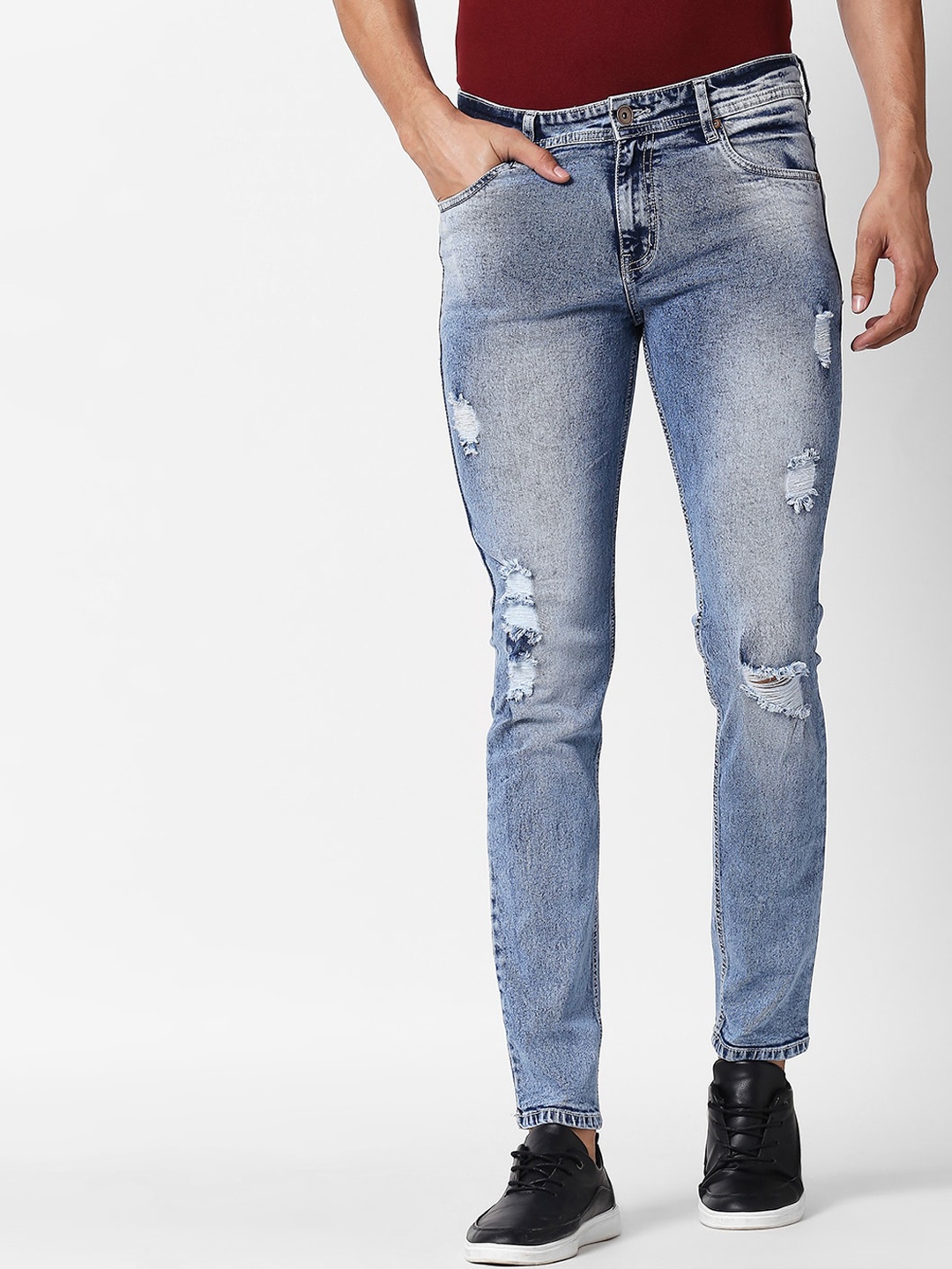 

High Star Men Blue Slim Fit Mid-Rise Mildly Distressed Stretchable Jeans