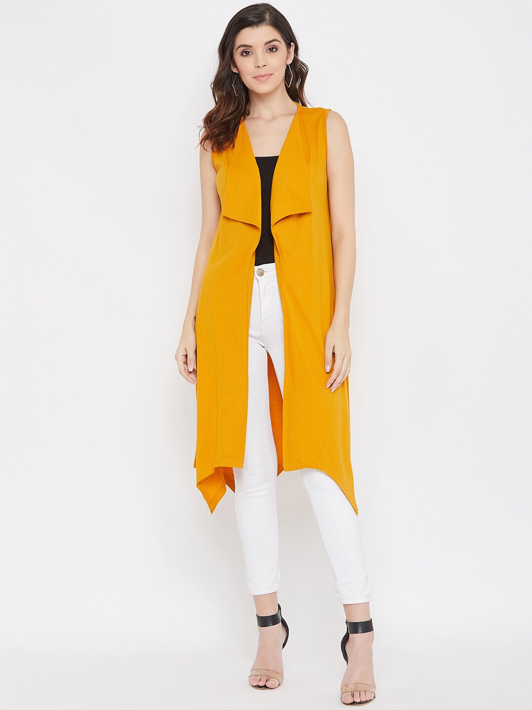 

Hypernation Women Yellow Solid Open Front Shrug