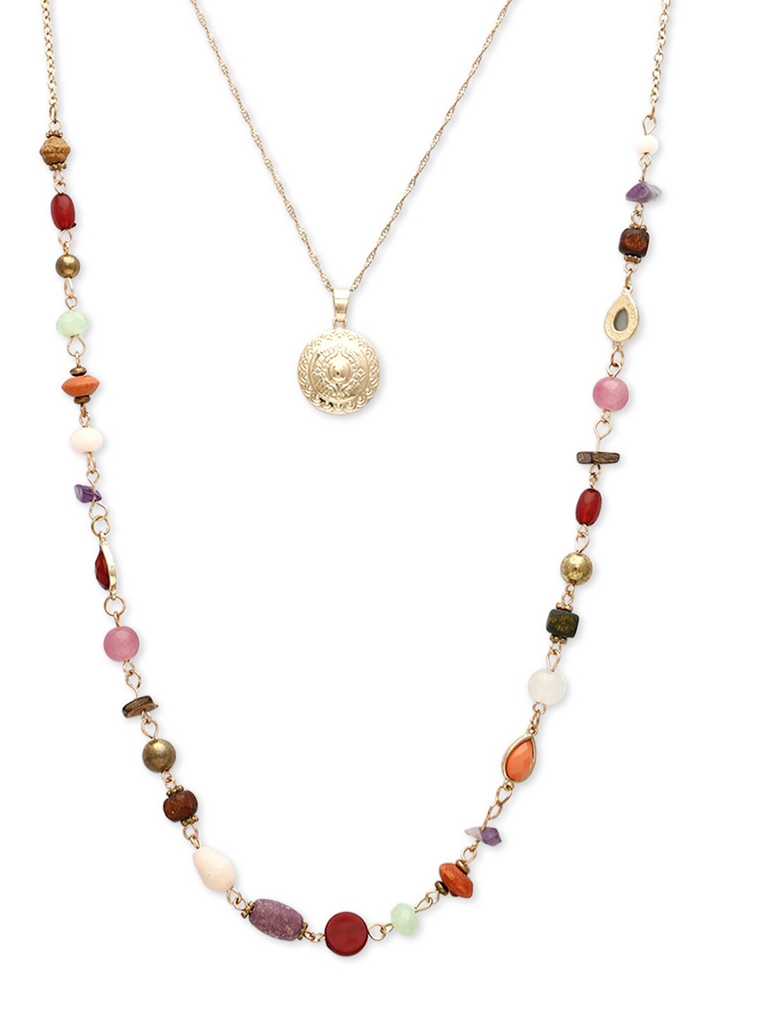 

Globus Women Multicoloured & Gold-Plated Minimal Layered Necklace, Multi