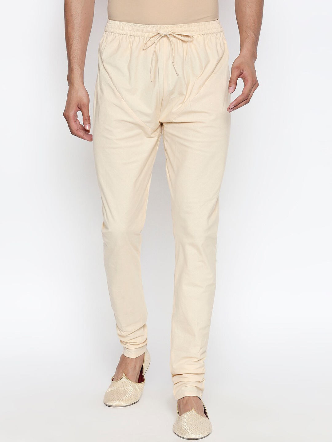 

indus route by Pantaloons Men Beige Solid Mid-Rise Churidar