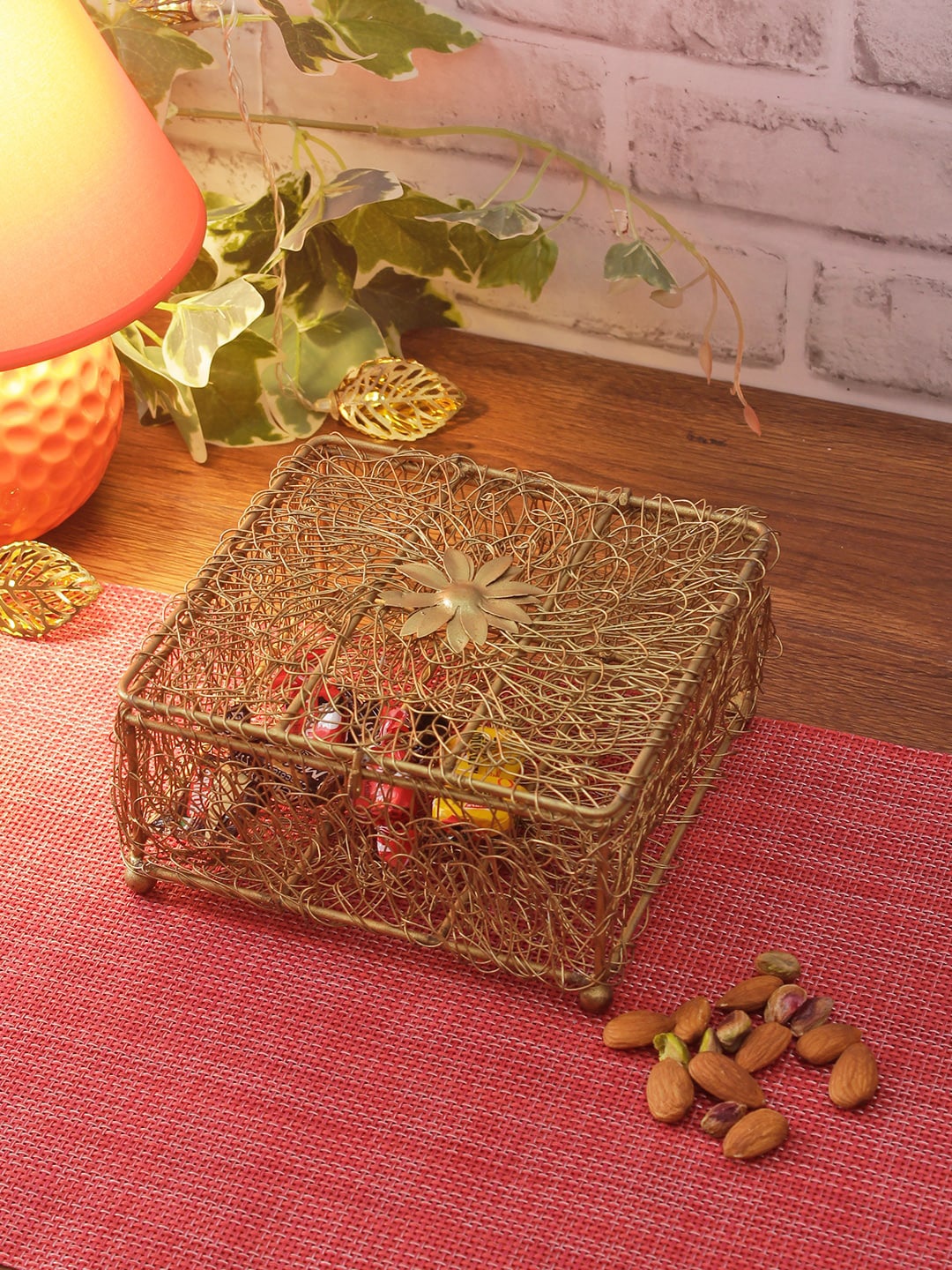 

Aapno Rajasthan Gold-Coloured Metal Multipurpose Box