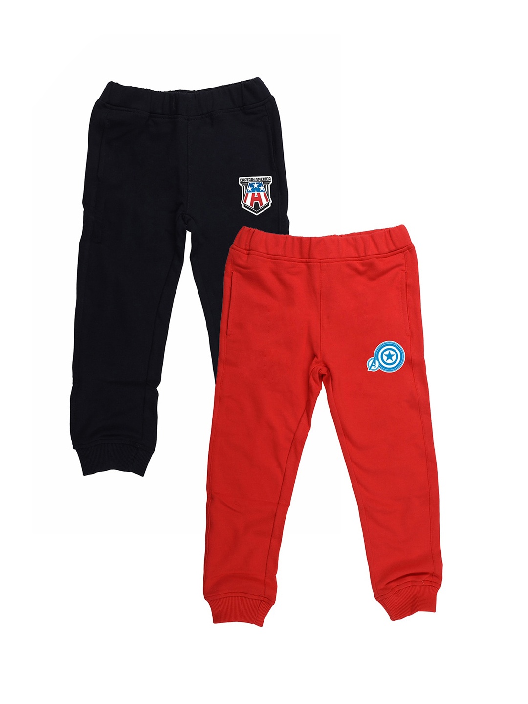 

YK Marvel Boys Set of 2 Multi Solid Slim-Fit Joggers with Avengers Print Detail