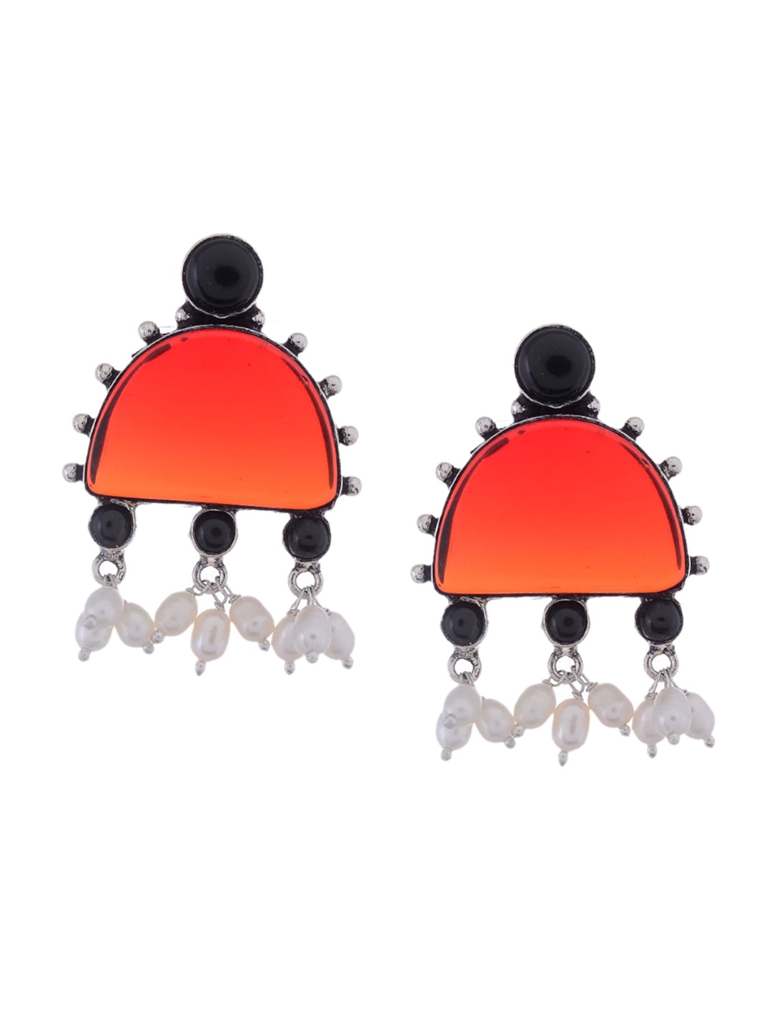

Silvermerc Designs Red & Black Crescent Shaped Studs