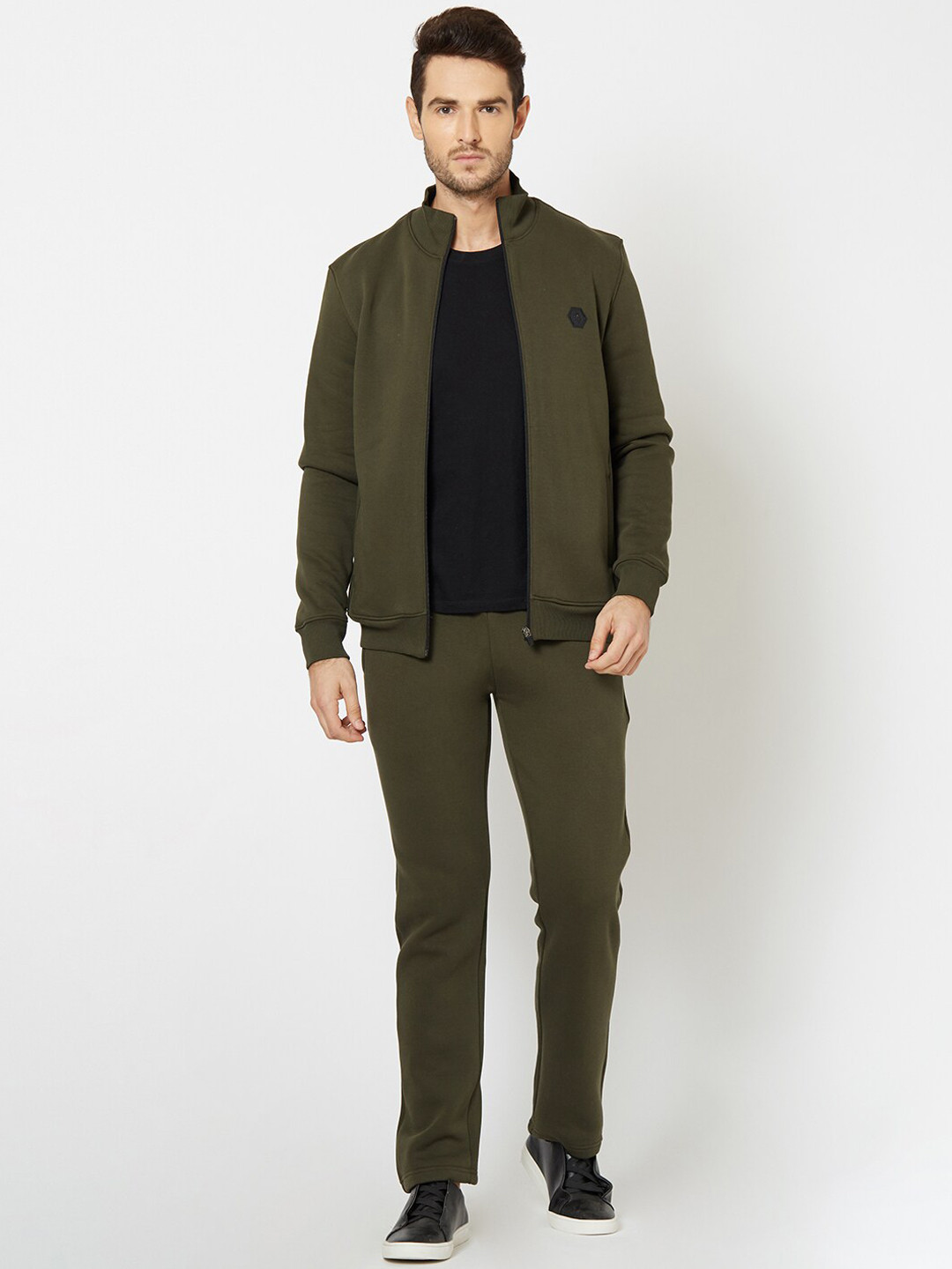 

Sweet Dreams Men Olive-Green Solid Track Suit