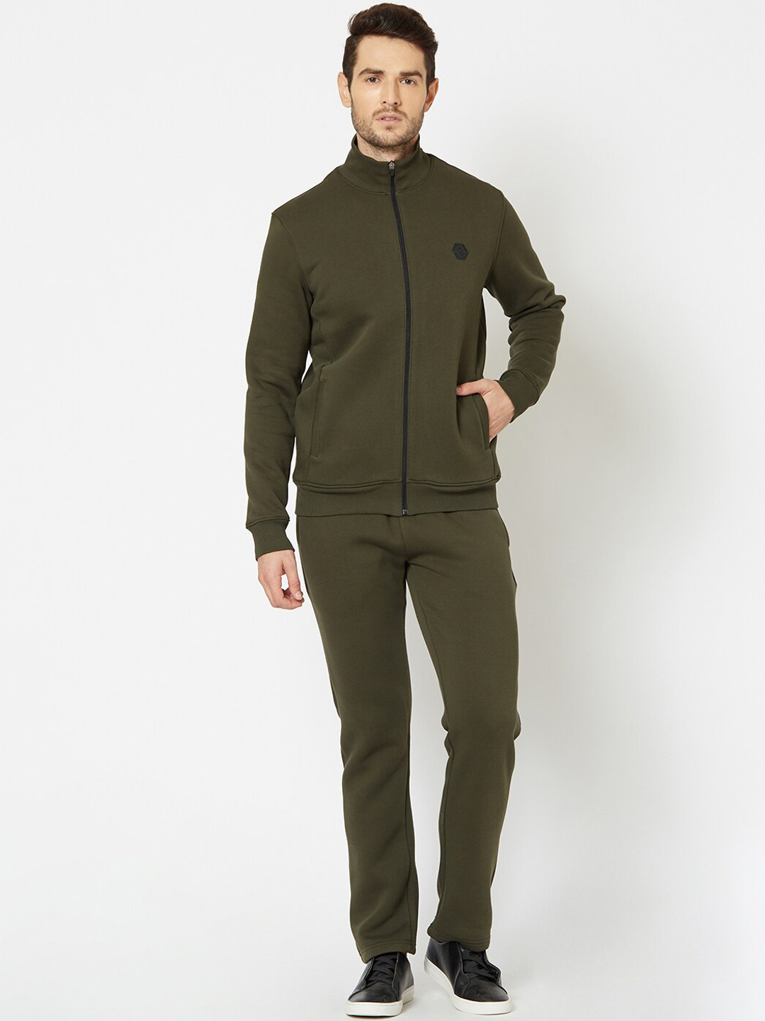 

Sweet Dreams Men Olive-Green Solid Track Suit