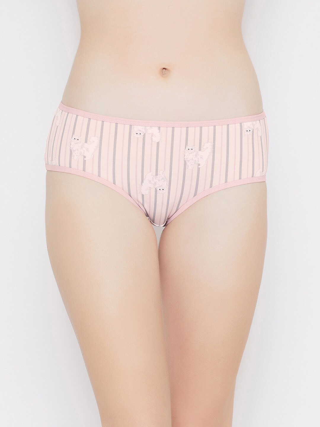 

Clovia Women Pink & Grey Printed Hipster Briefs PN3383L223XL