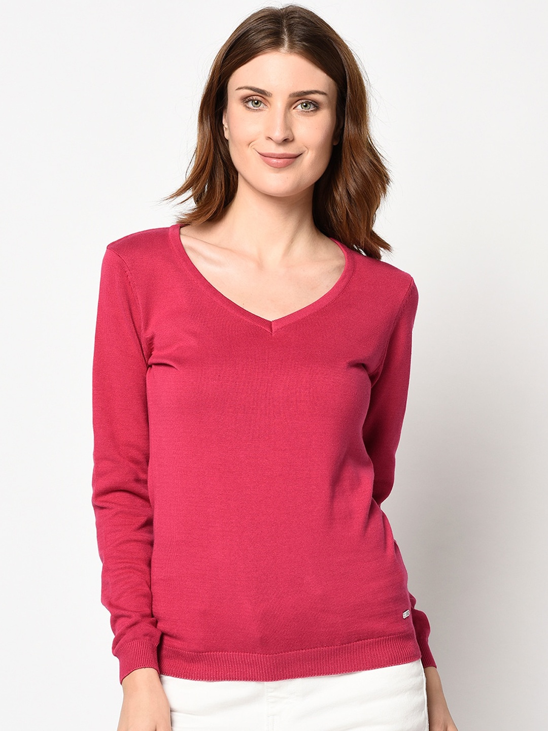 98 Degree North Women Pink Solid Pullover Sweater