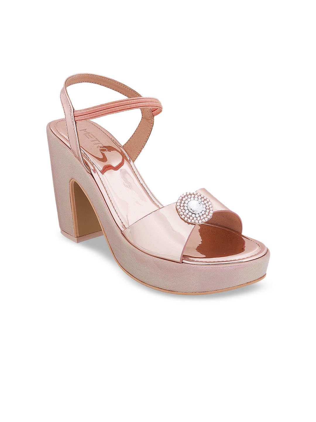 

Metro Women Rose Gold Embellished Block Heels