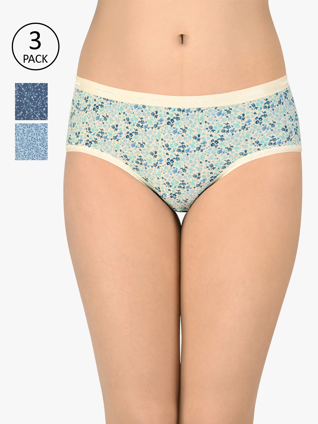 

Amante Women Pack of 3 Printed High Rise High Waist Basic Brief - PPK53101, Assorted