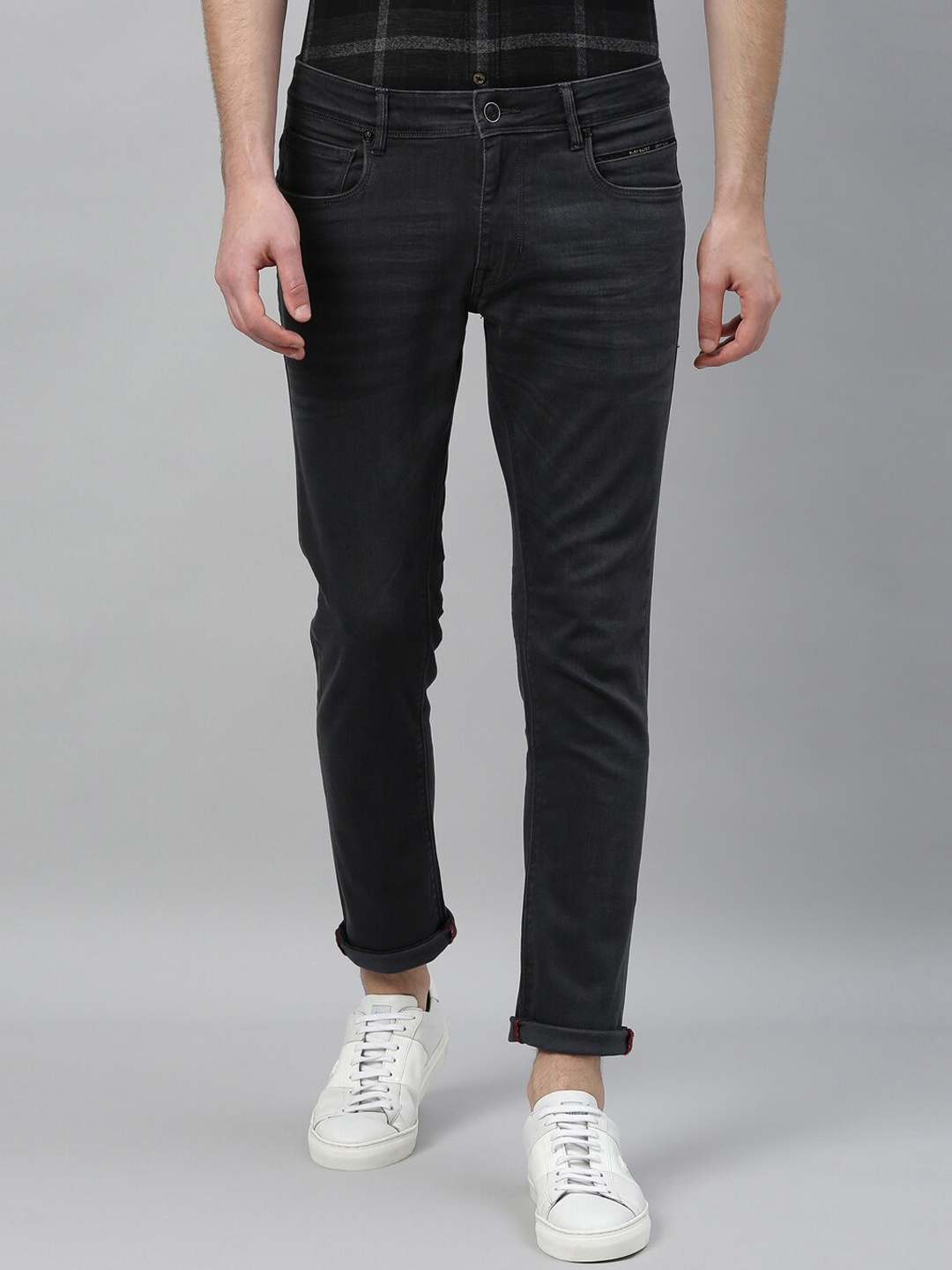 

RARE RABBIT Men Black Slim Fit Mid-Rise Clean Look Jeans