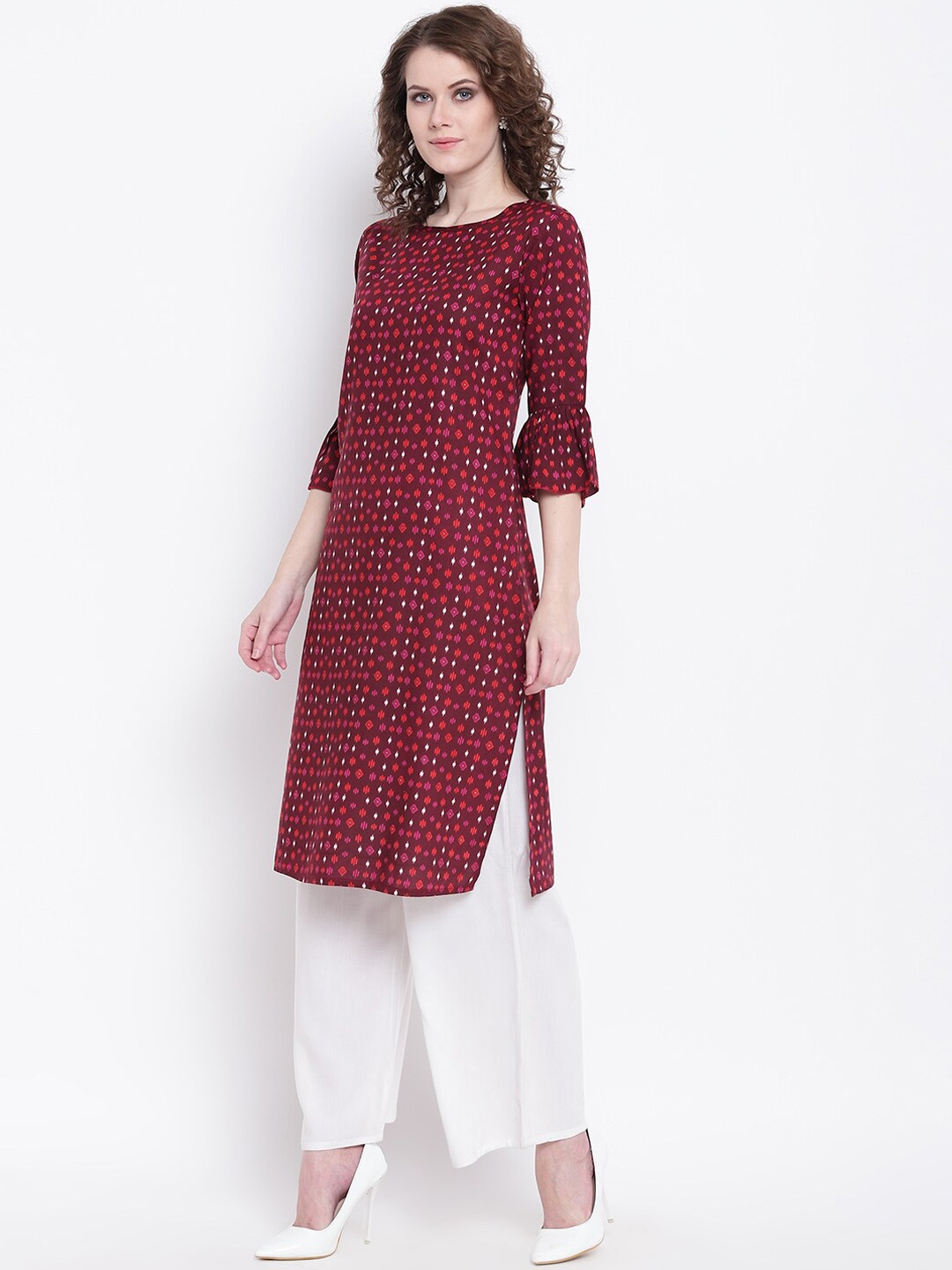 

Napra Women Maroon & White Printed Kurta with Palazzos