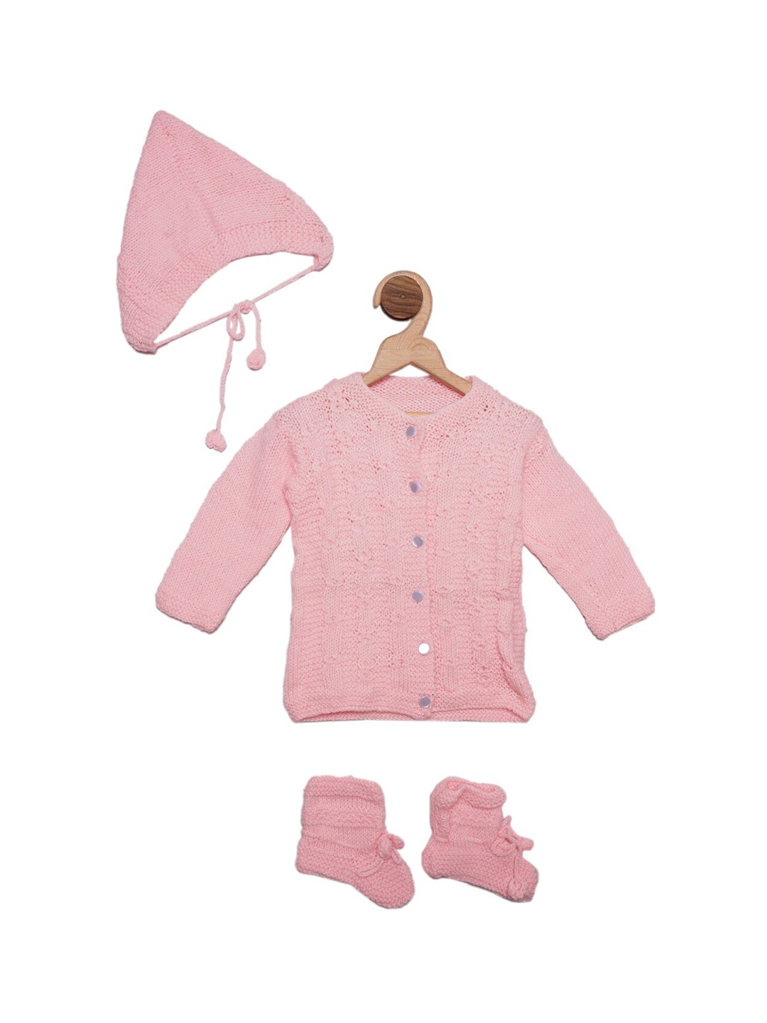 

YK Infants Pink Solid Cardigan Sweater Set