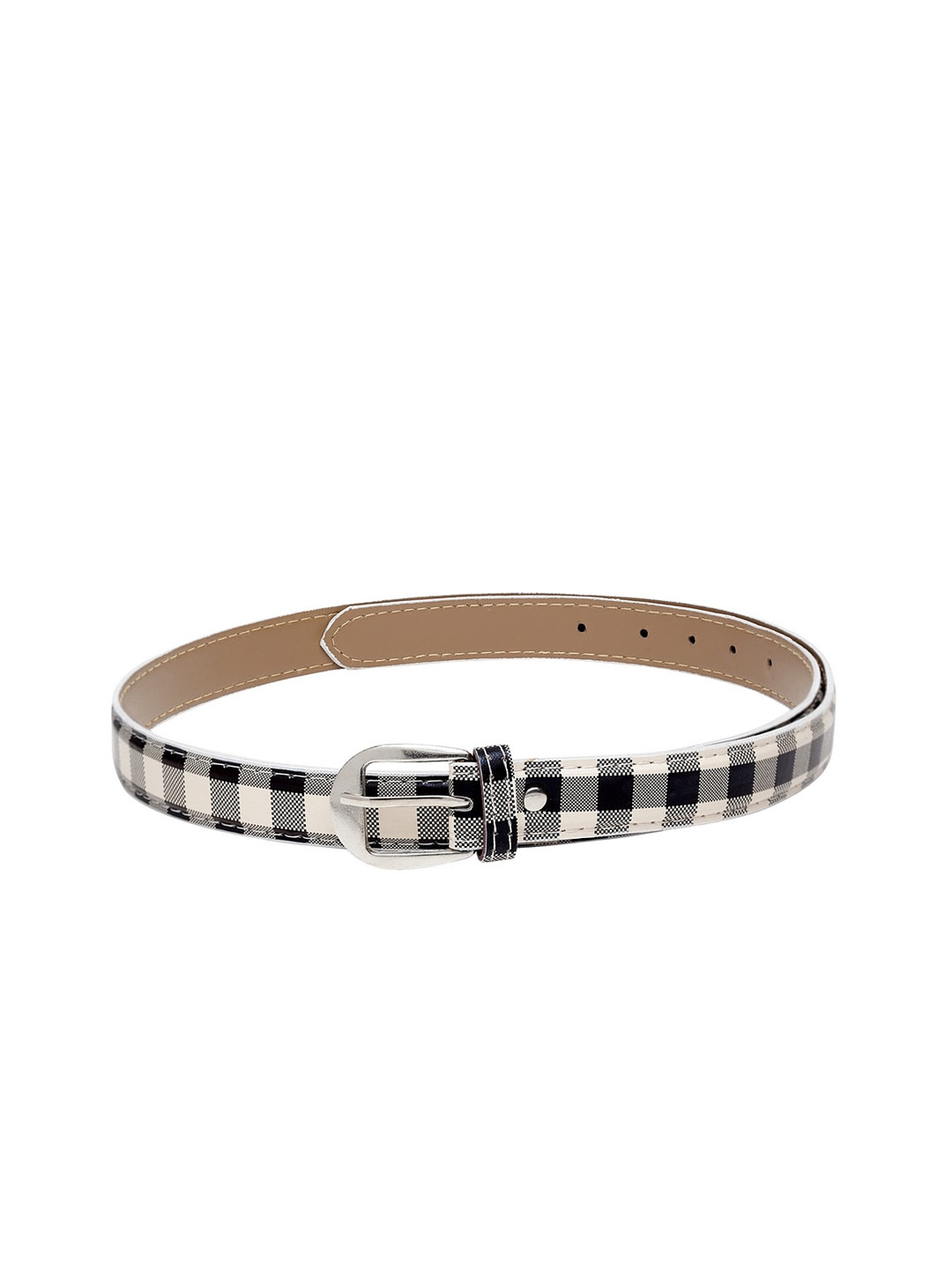 

Apsis Women Black & Beige Checked Belt