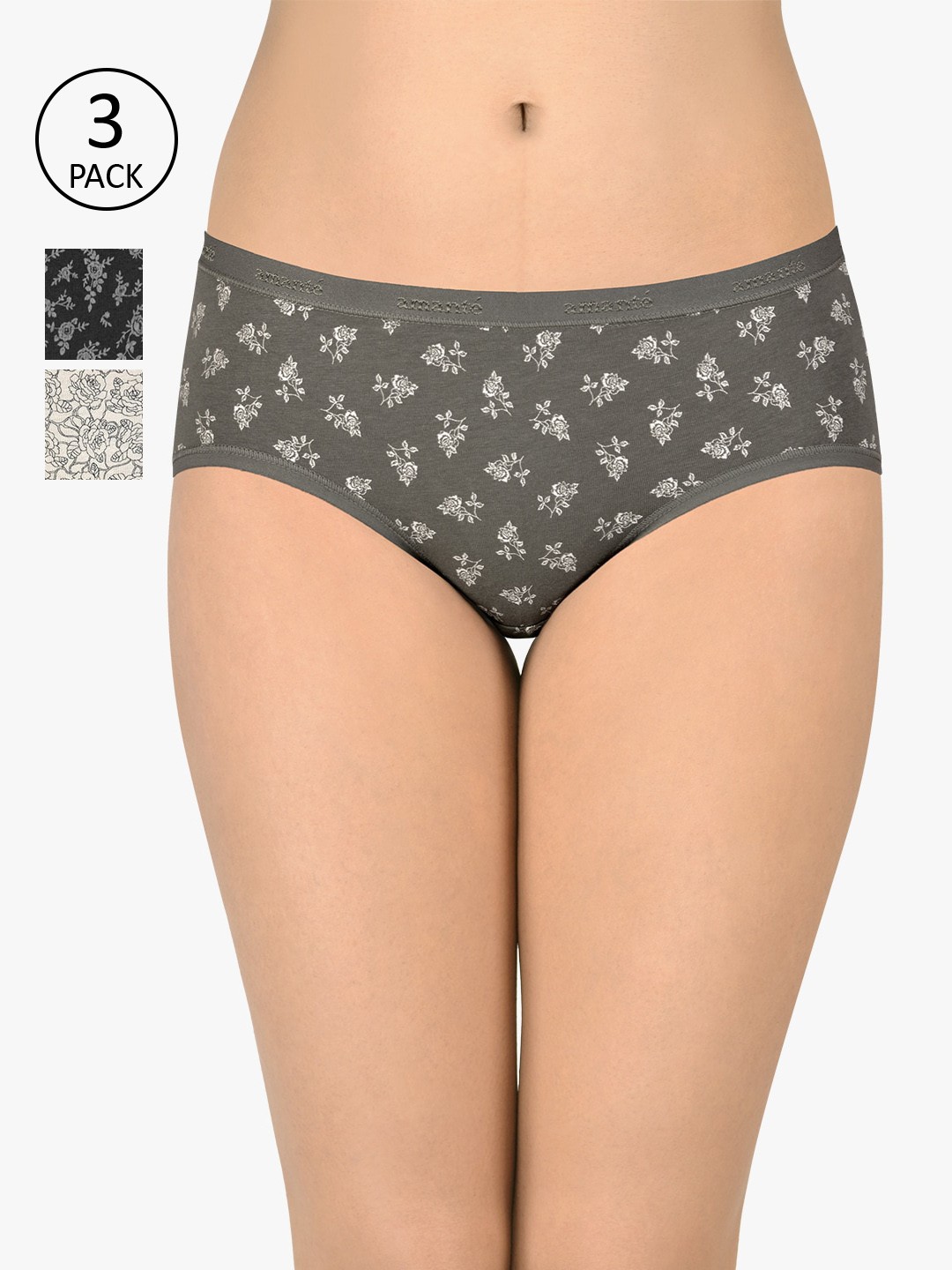 

Amante Women Pack of 3 Assorted Hipster Briefs PPK53101