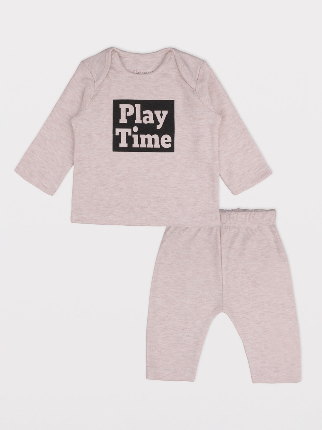 PLAYNESS Kids Beige Printed Night suit