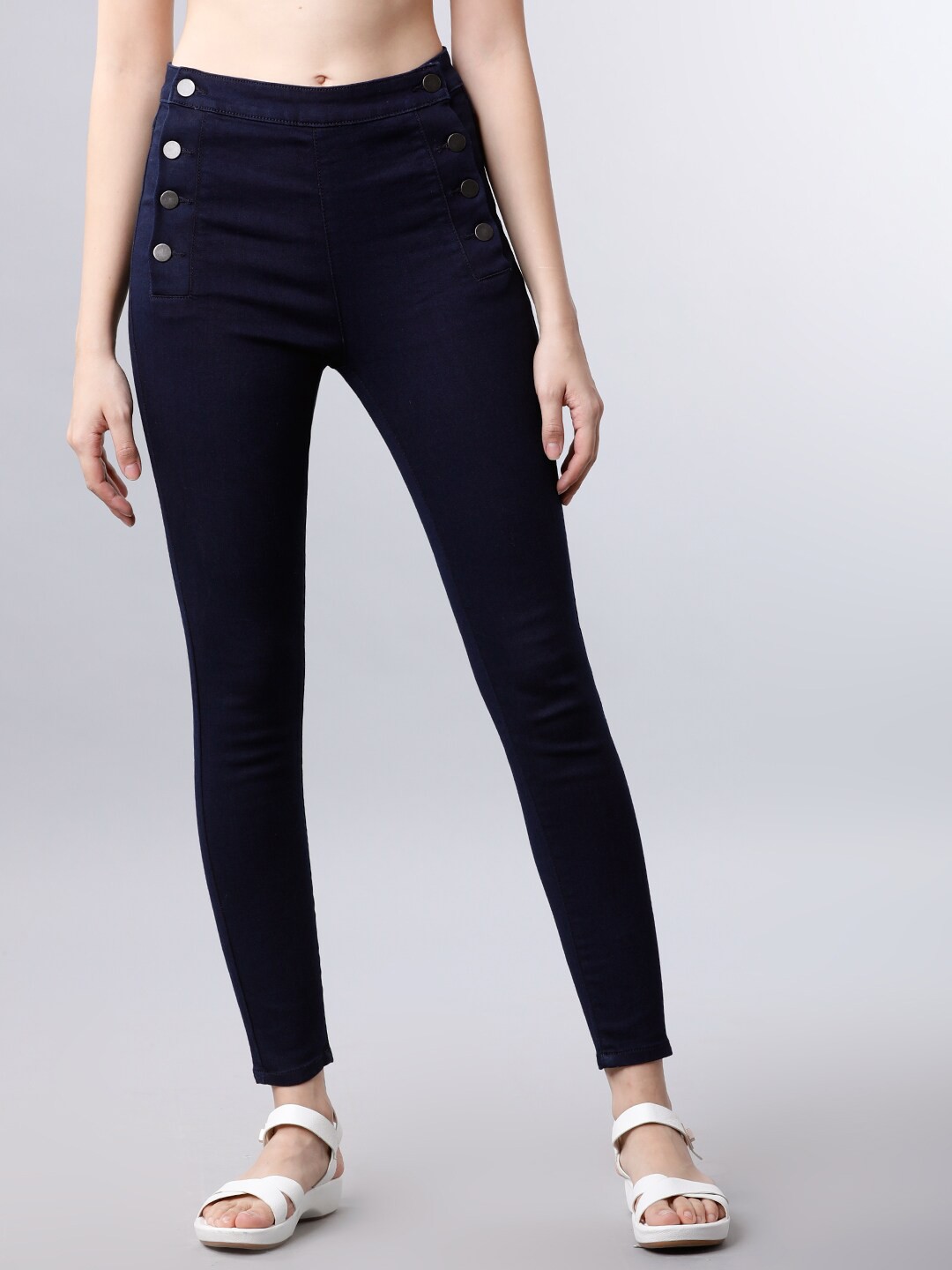 

Tokyo Talkies Women Navy Blue Slim Fit High-Rise Clean Look Stretchable Jeans