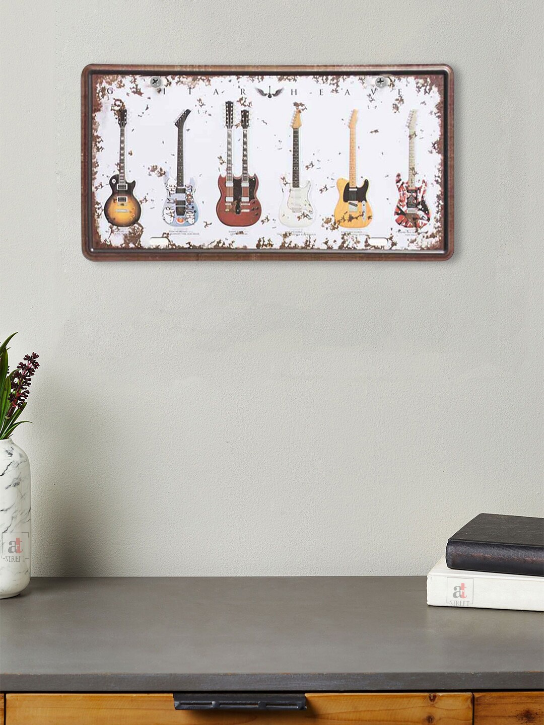 Art Street White & Brown Guitars Wall Hanging