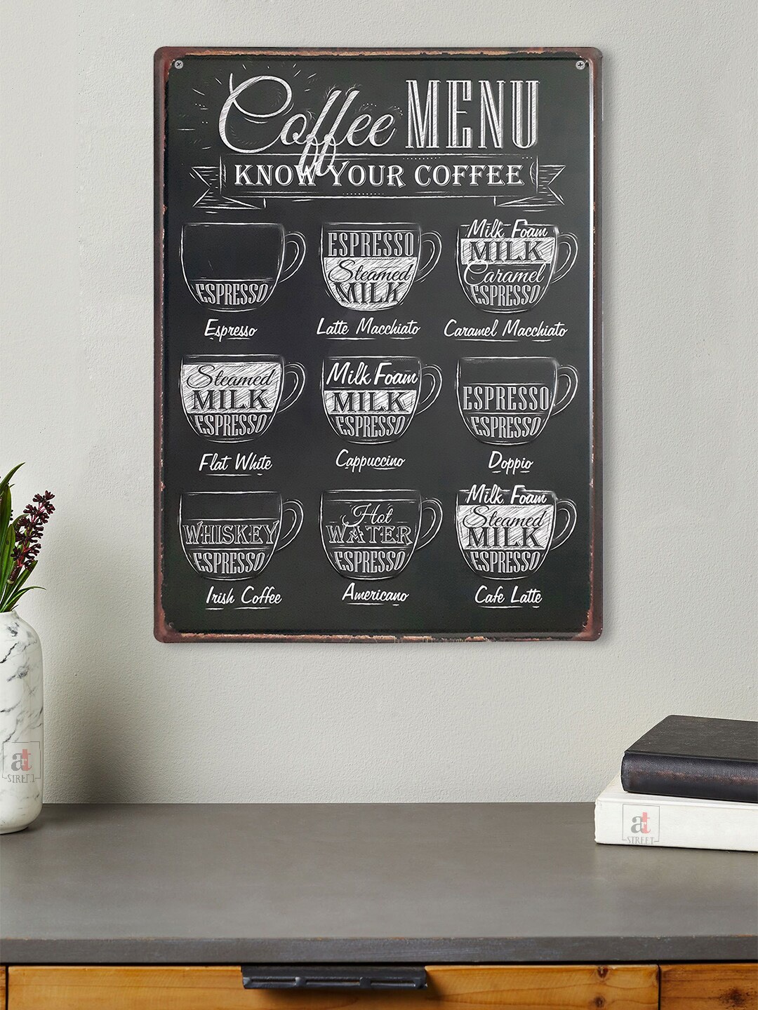 

Art Street Black & White Coffee Menu Printed Wall Decor