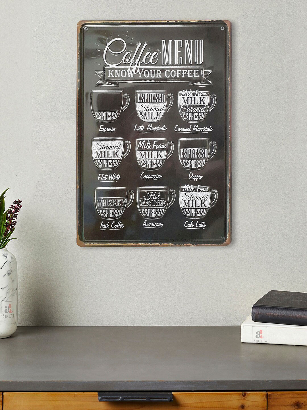 

Art Street White Coffee Menu Wall Decor, Black