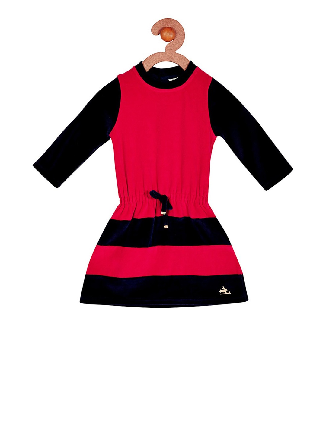 

Cherry Crumble Girls Red Colourblocked A-Line Dress