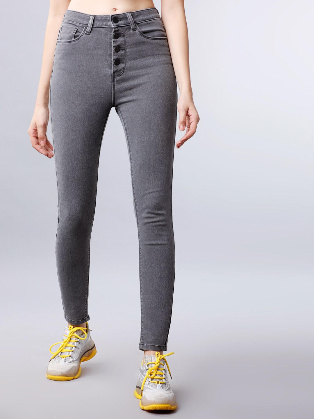 

Tokyo Talkies Women Grey Slim Fit Mid-Rise Clean Look Jeans