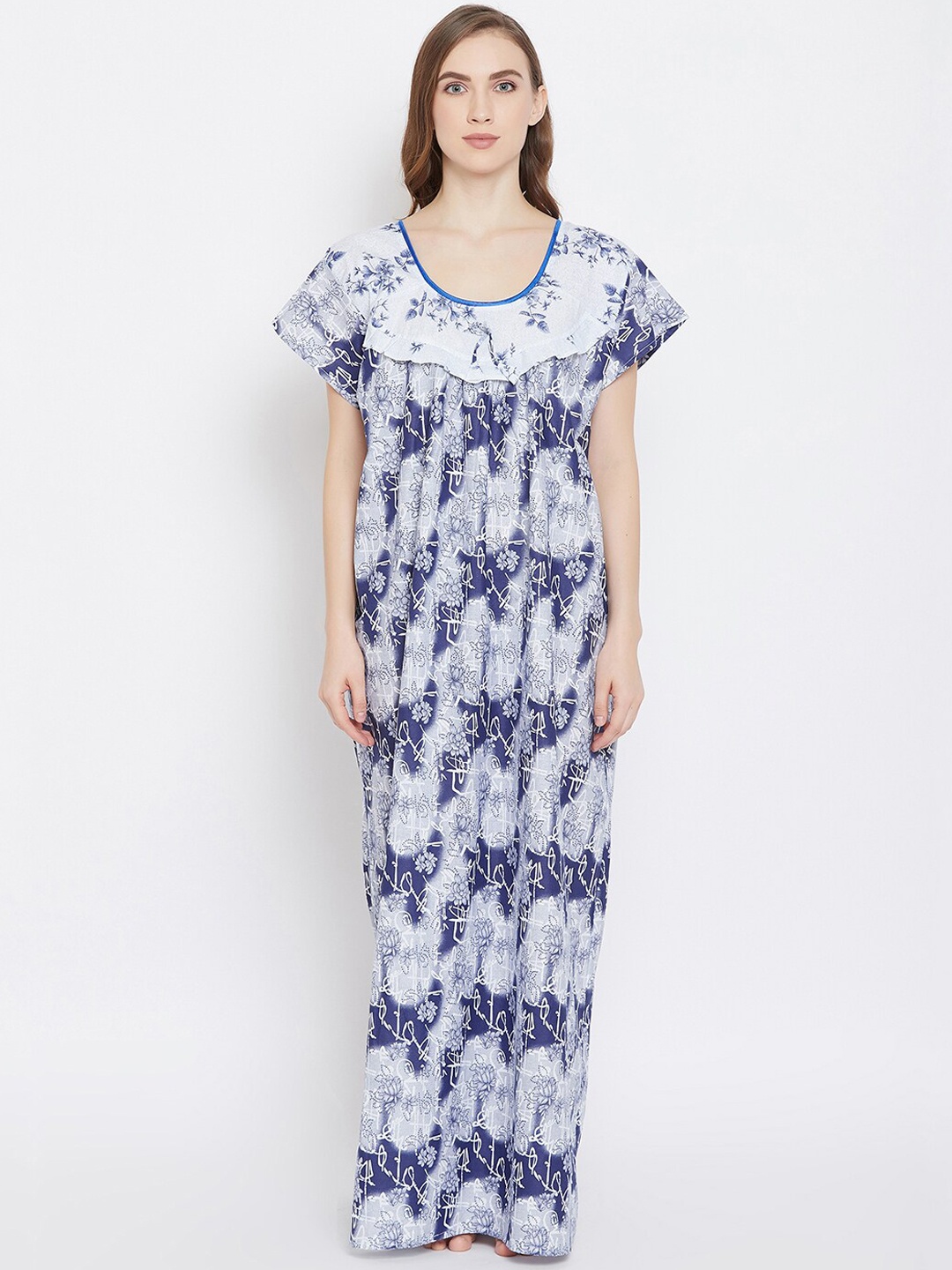 

Clovia Blue Printed Nightdress NS1339P08